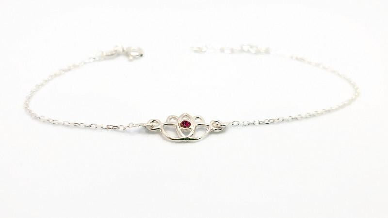 Sterling Silver Lotus Flower Bracelet: Yoga Jewelry with Cubic Zirconia