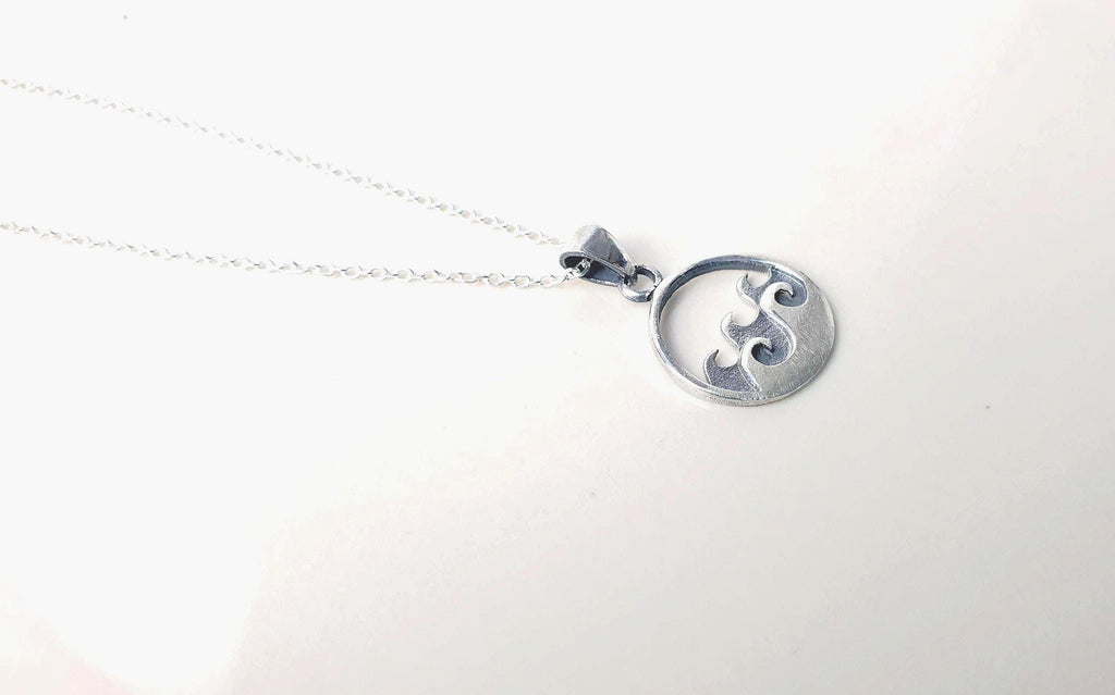 Silver Wave Necklace – Sterling Silver Pendant With Nautical Jewelry Charm
