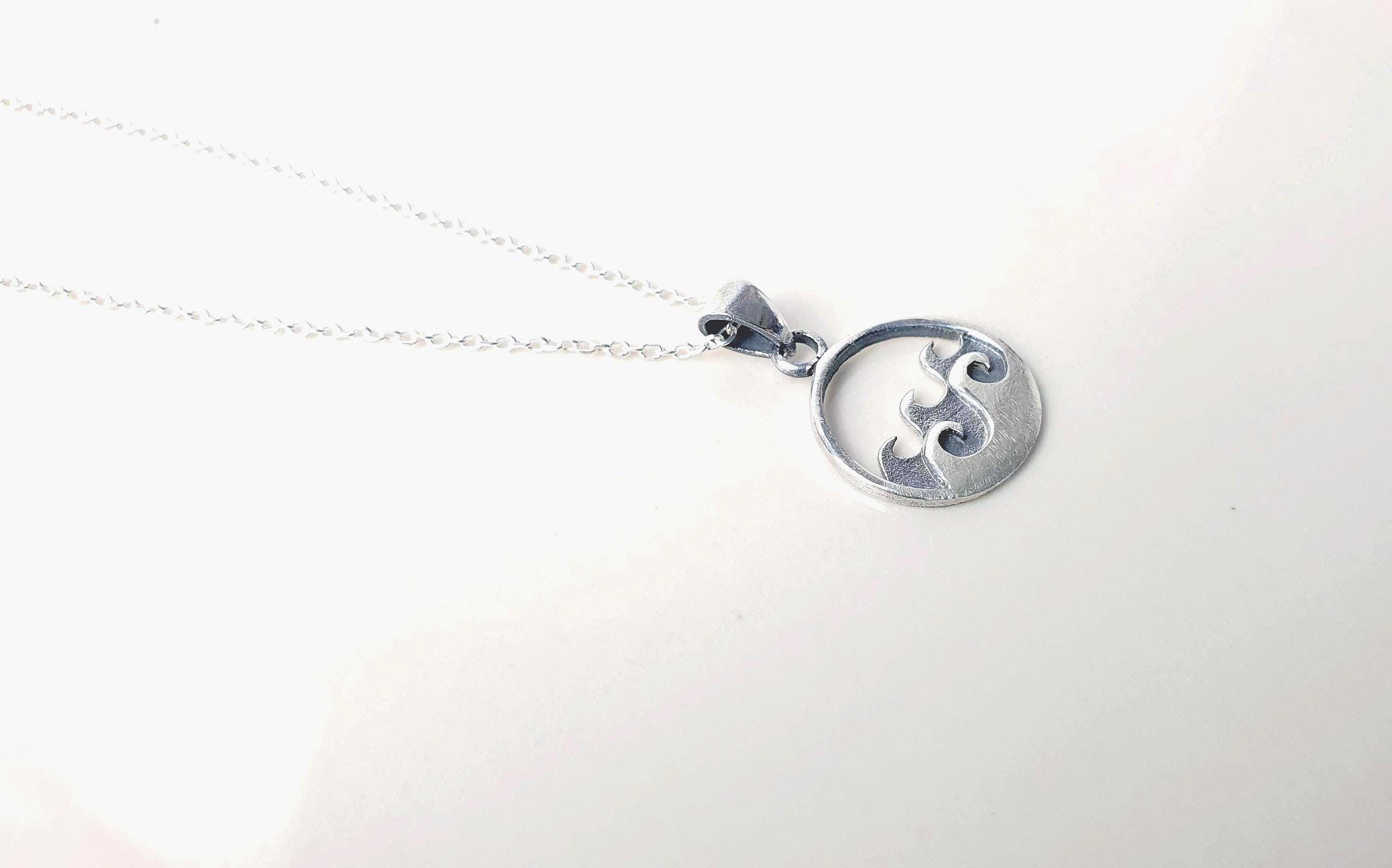 Silver Wave Necklace – Sterling Silver Pendant With Nautical Jewelry Charm