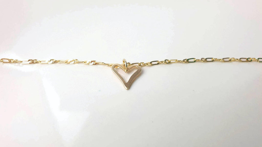 Heart Gold Plated Silver Pendanr Necklace, Delicate Romantic love Gift for Her