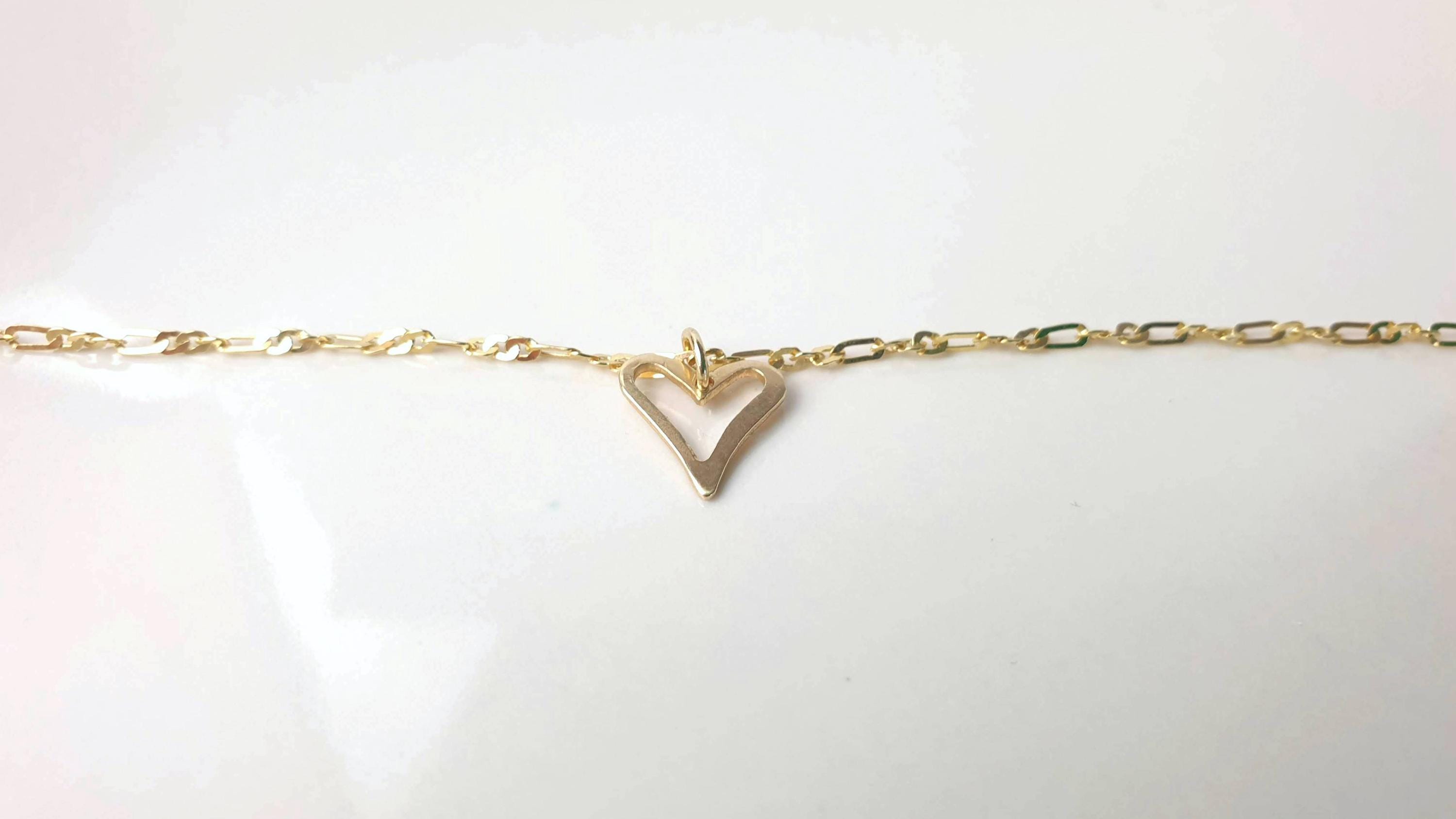 Heart Gold Plated Silver Pendanr Necklace, Delicate Romantic love Gift for Her