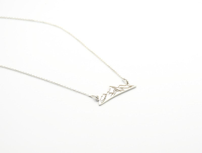 Mountain Peaks Necklace - Sterling Silver Pendant With Rolo Chain | Travel Inspired Jewelry