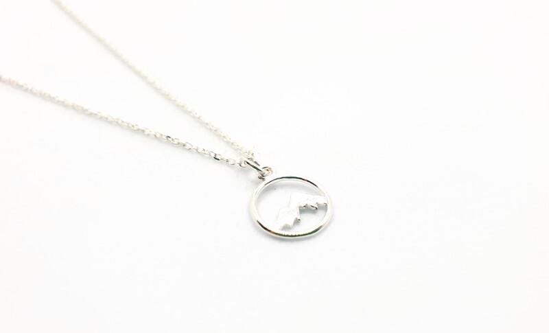 Mountain Necklace Silver - Minimalist Mountain Jewelry Pendant on Cable Chain