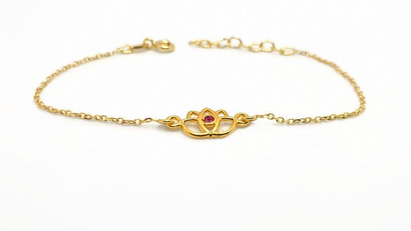 Sterling Silver Lotus Flower Bracelet: Yoga Jewelry with Cubic Zirconia