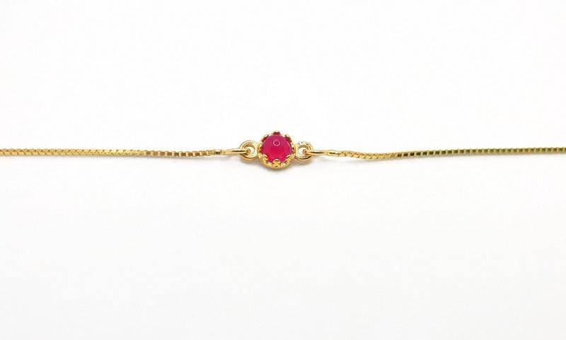 Aventurine Gemstone Bracelet – Gold Plated Chain With Pink Agate Bead
