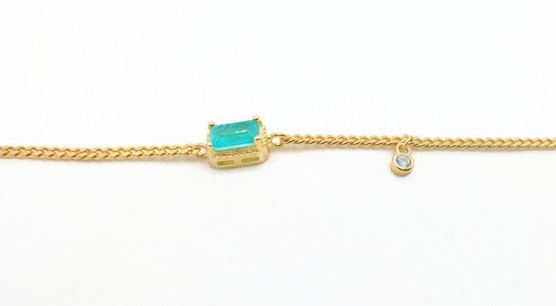 Paraiba Tourmaline Bracelet – Natural Gemstone With Gold Plated Chain & Healing Crystal Jewelry