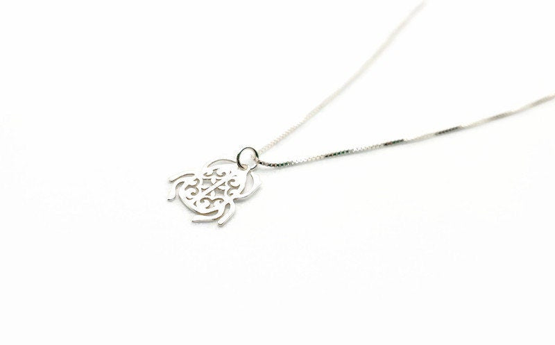 Scarab Beetle Necklace – Sterling Silver Necklace With Egyptian Pendant, Minimalist Design
