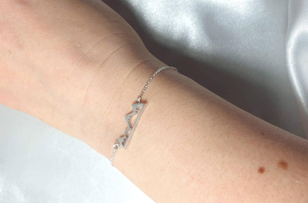 Mountain Peaks Bracelet - Sterling Silver Travel Inspired Link Charm Jewelry