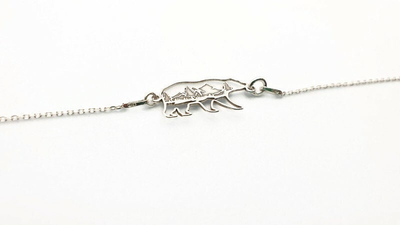 Bear Totem Necklace Sterling Silver - Mountain Jewelry Adventure Pendant