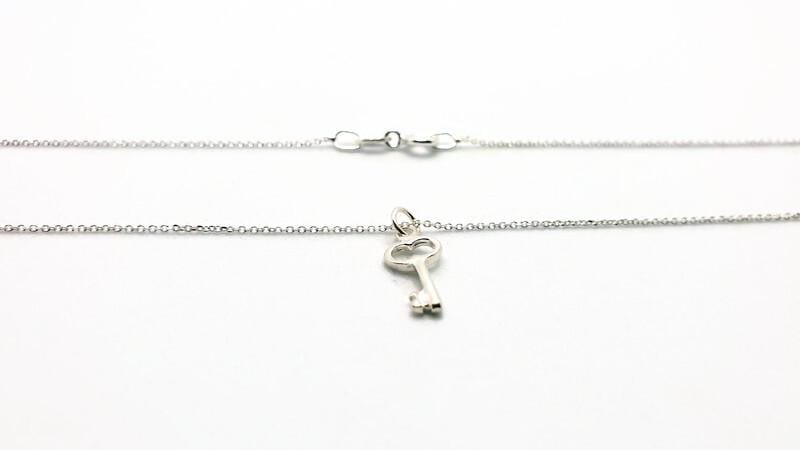 Sterling Silver Key Pendant Necklace, Minimalist Charm Jewelry