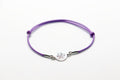 Sterling Silver Rose Bracelet – Adjustable Lavender Cord With Engraved Flower Charm
