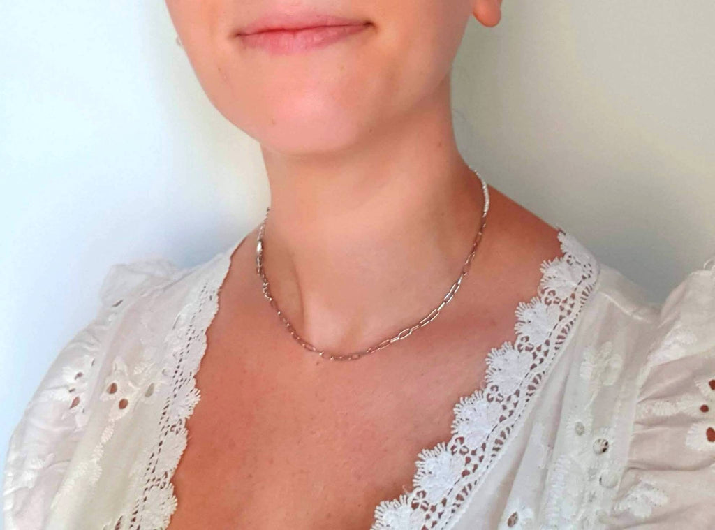 Freshwater Pearl Choker – Sterling Silver Necklace With Adjustable Chain
