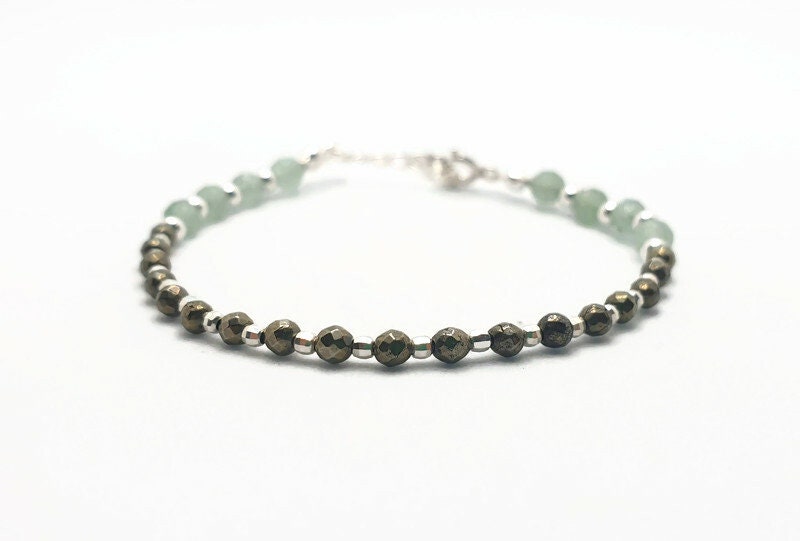Aventurine Hematite Bracelet – Handcrafted Beaded Natural Gemstone Wrist Accessory