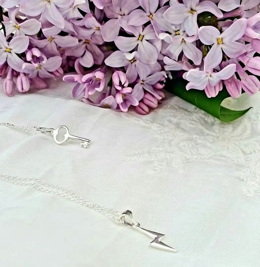 Lightning Bolt Necklace - Sterling Silver Zeus Thunderbolt Charm Pendant