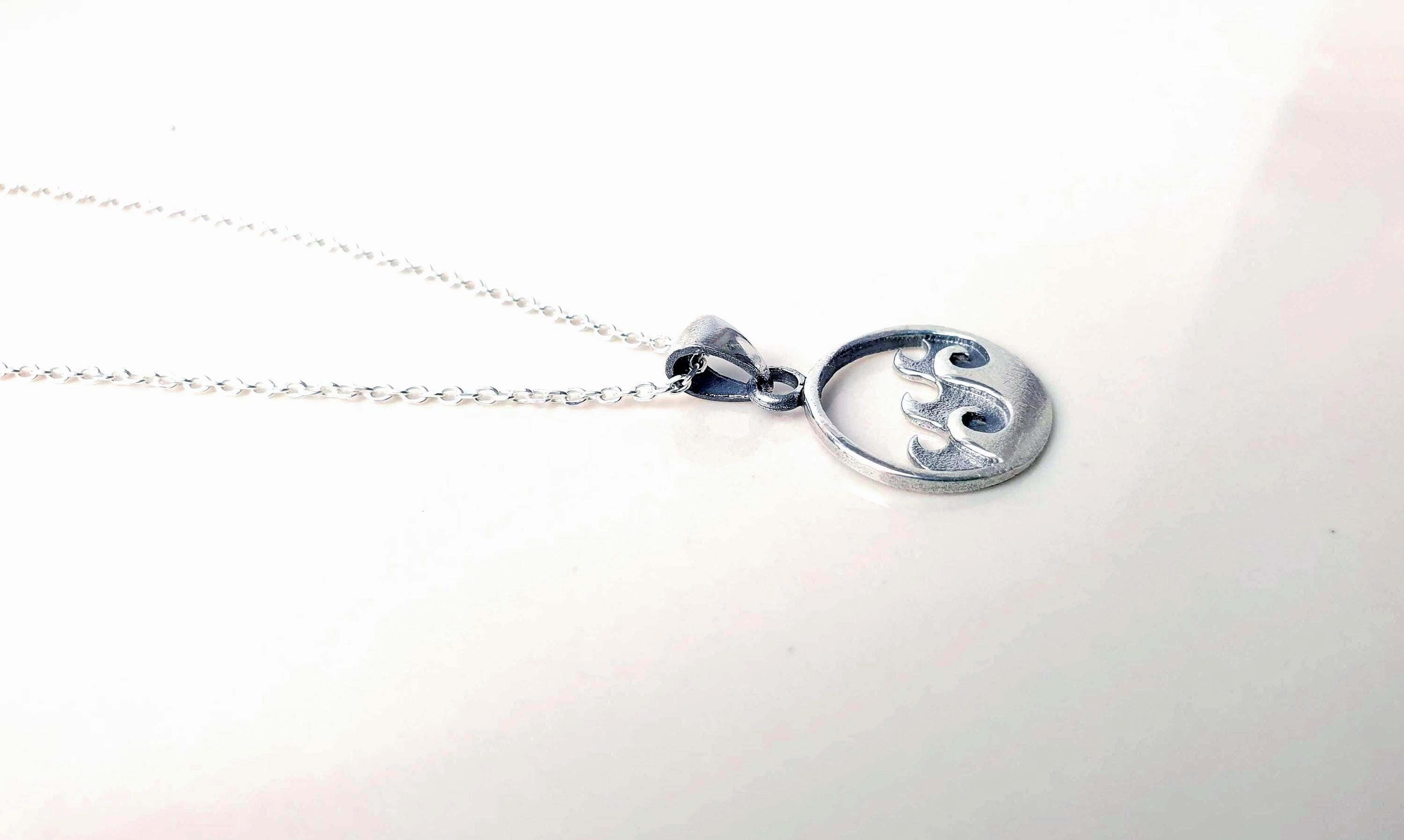 Silver Wave Necklace – Sterling Silver Pendant With Nautical Jewelry Charm