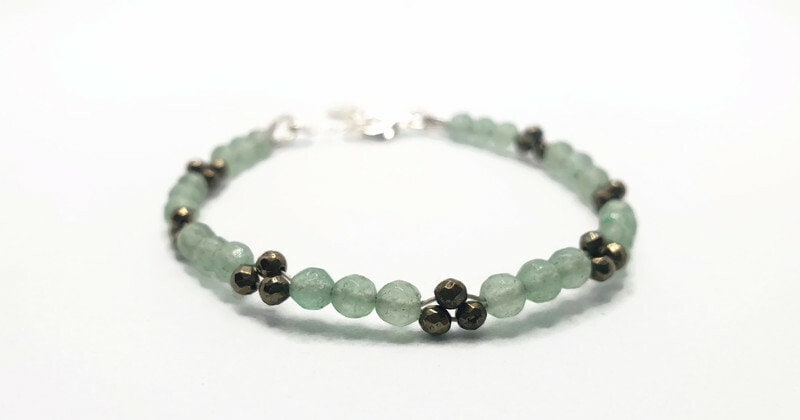 Aventurine Hematite Bracelet – Handcrafted Adjustable Gemstone Beaded Jewelry