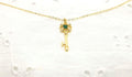 Gold Plated Silver Key Necklace: Green Cubic Zirconia Pendant
