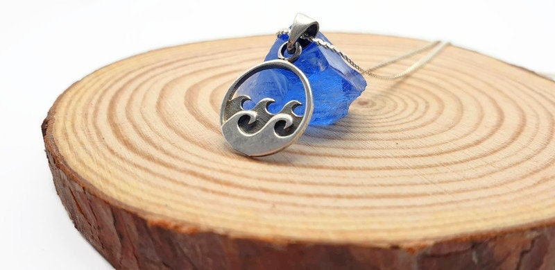 Silver Wave Necklace – Sterling Silver Pendant With Nautical Jewelry Charm