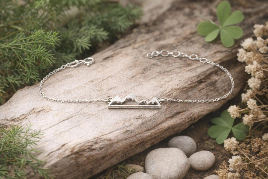 Mountain Peaks Bracelet - Sterling Silver Travel Inspired Link Charm Jewelry