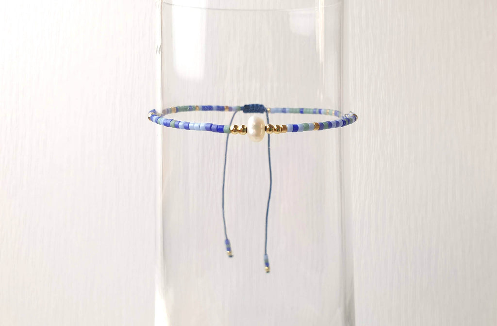 Cultivated Pearl Bracelet – Japanese Seed Beads | Adjustable String Bracelet, Minimalist Boho Style