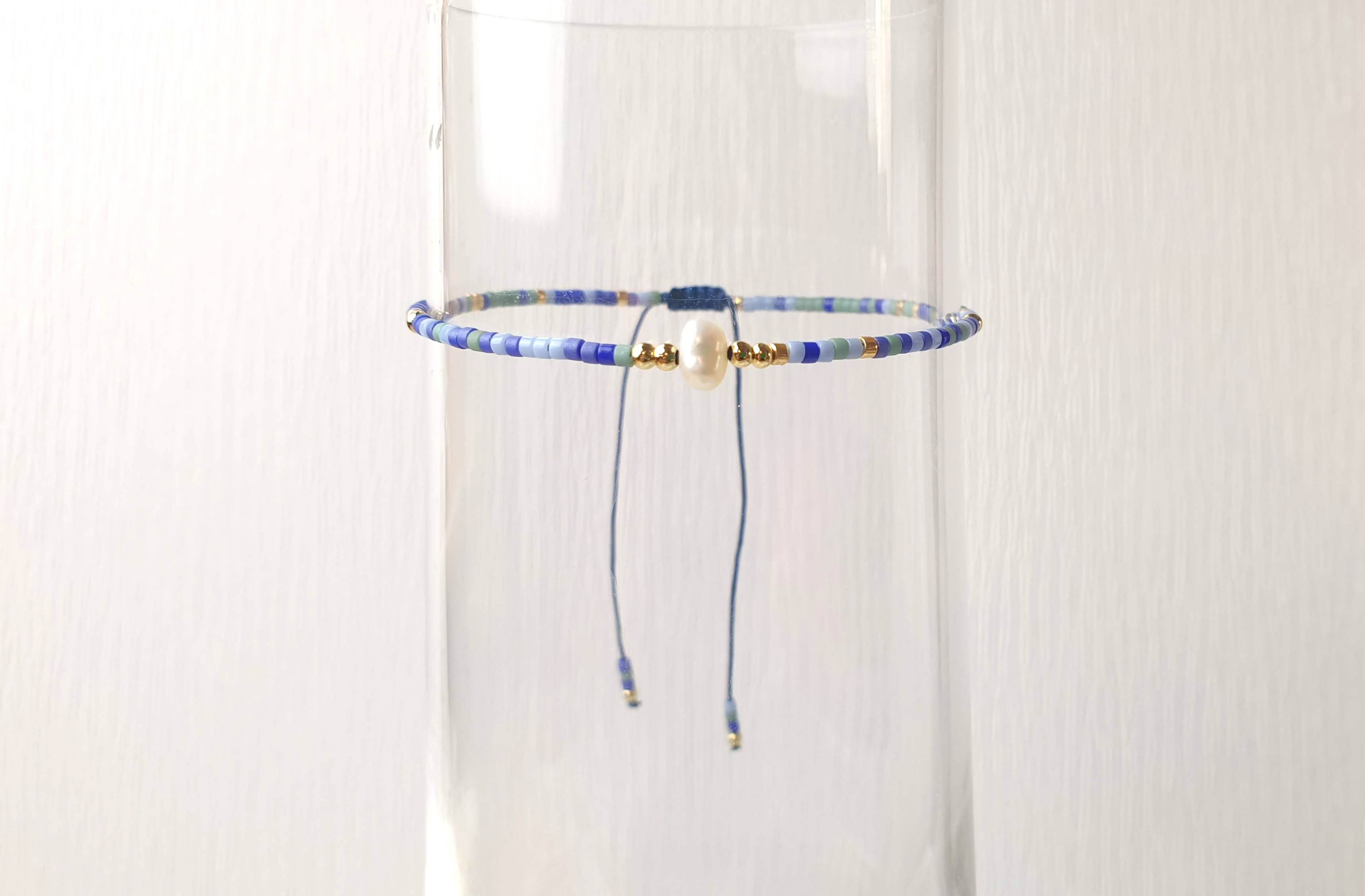 Cultivated Pearl Bracelet – Japanese Seed Beads | Adjustable String Bracelet, Minimalist Boho Style