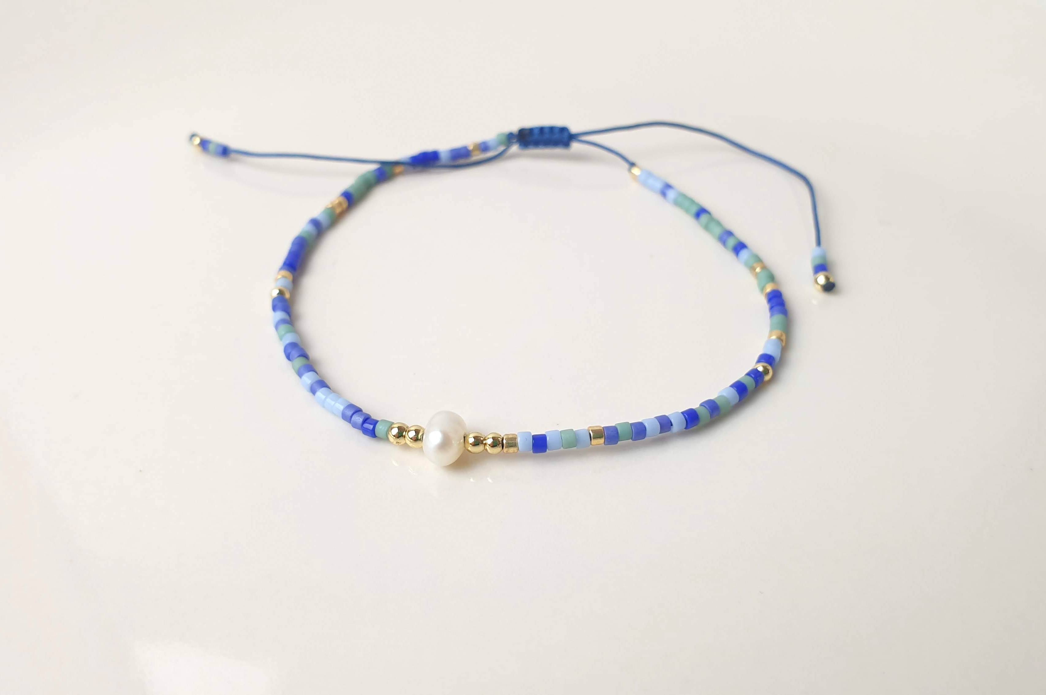 Cultivated Pearl Bracelet – Japanese Seed Beads | Adjustable String Bracelet, Minimalist Boho Style