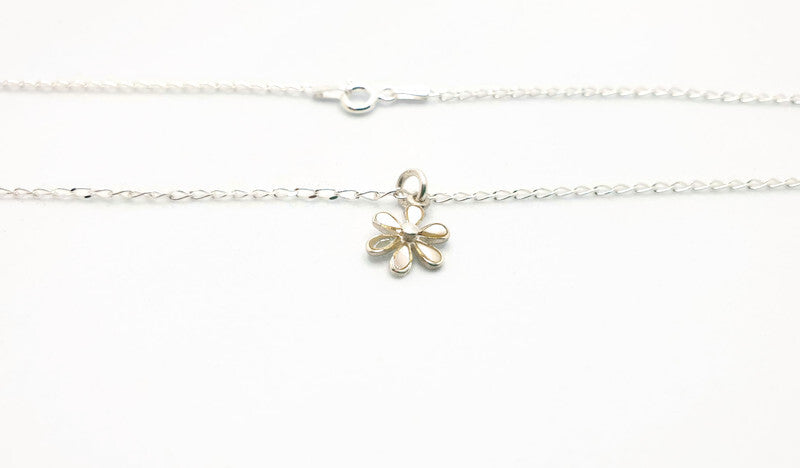 Mother Of Pearl Nacre Flower Necklace: Sterling Silver Floral Pendant with the Chain