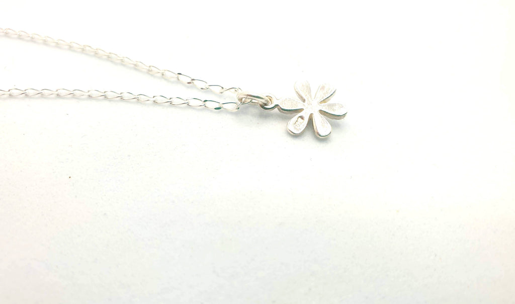 Mother Of Pearl Nacre Flower Necklace: Sterling Silver Floral Pendant with the Chain