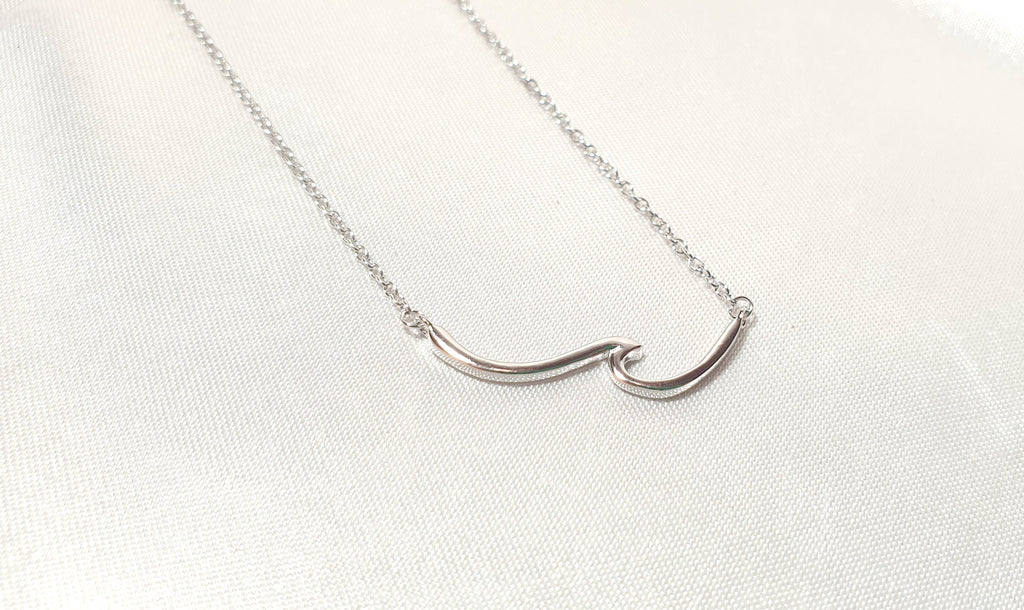 Dainty Wave Necklace- Sea Wave Chain Sea Inspired Jewelry in Sterling Silver, Wave Ocean Beach Summer Surf Pendant