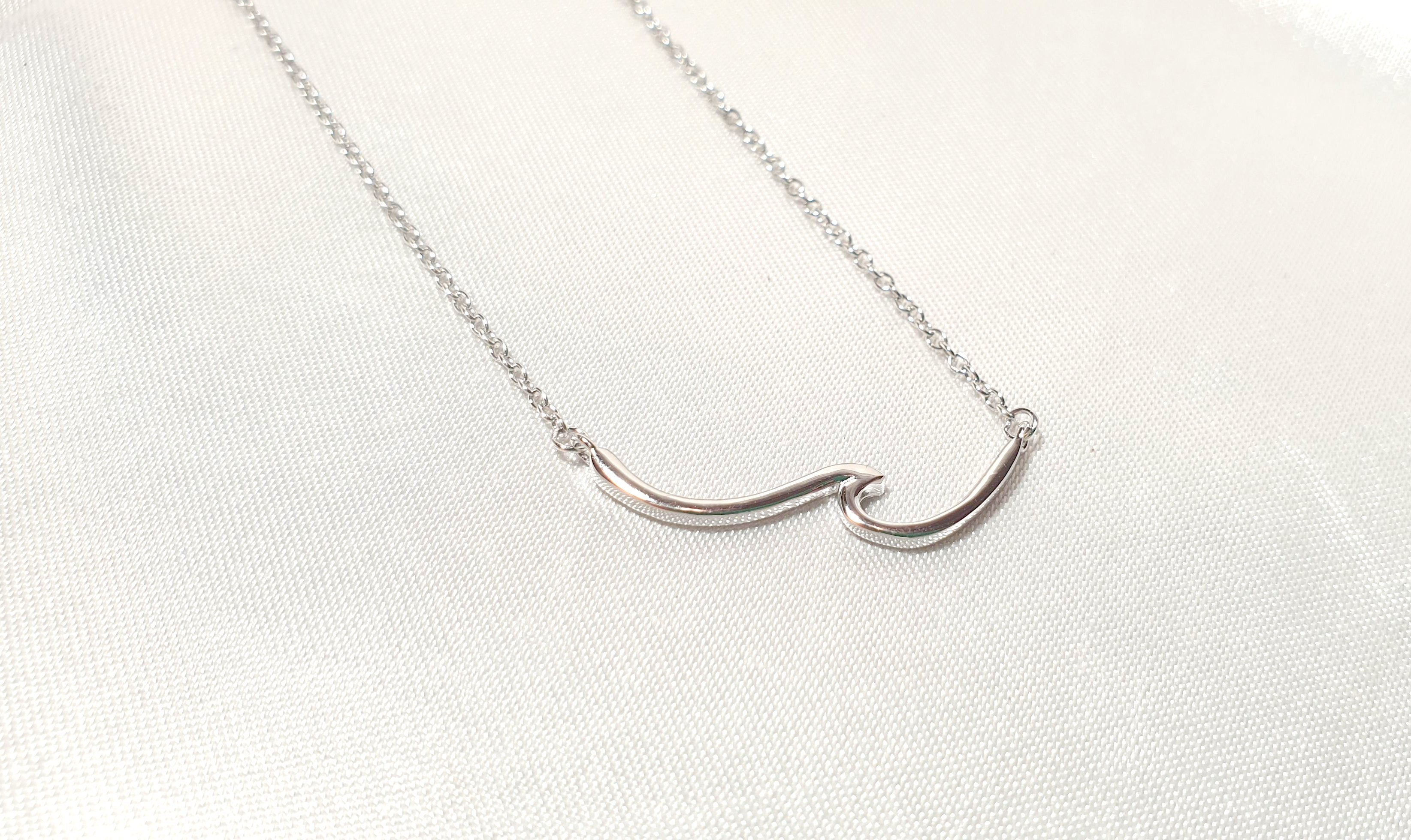 Dainty Wave Necklace- Sea Wave Chain Sea Inspired Jewelry in Sterling Silver, Wave Ocean Beach Summer Surf Pendant