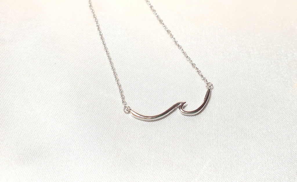 Dainty Wave Necklace- Sea Wave Chain Sea Inspired Jewelry in Sterling Silver, Wave Ocean Beach Summer Surf Pendant