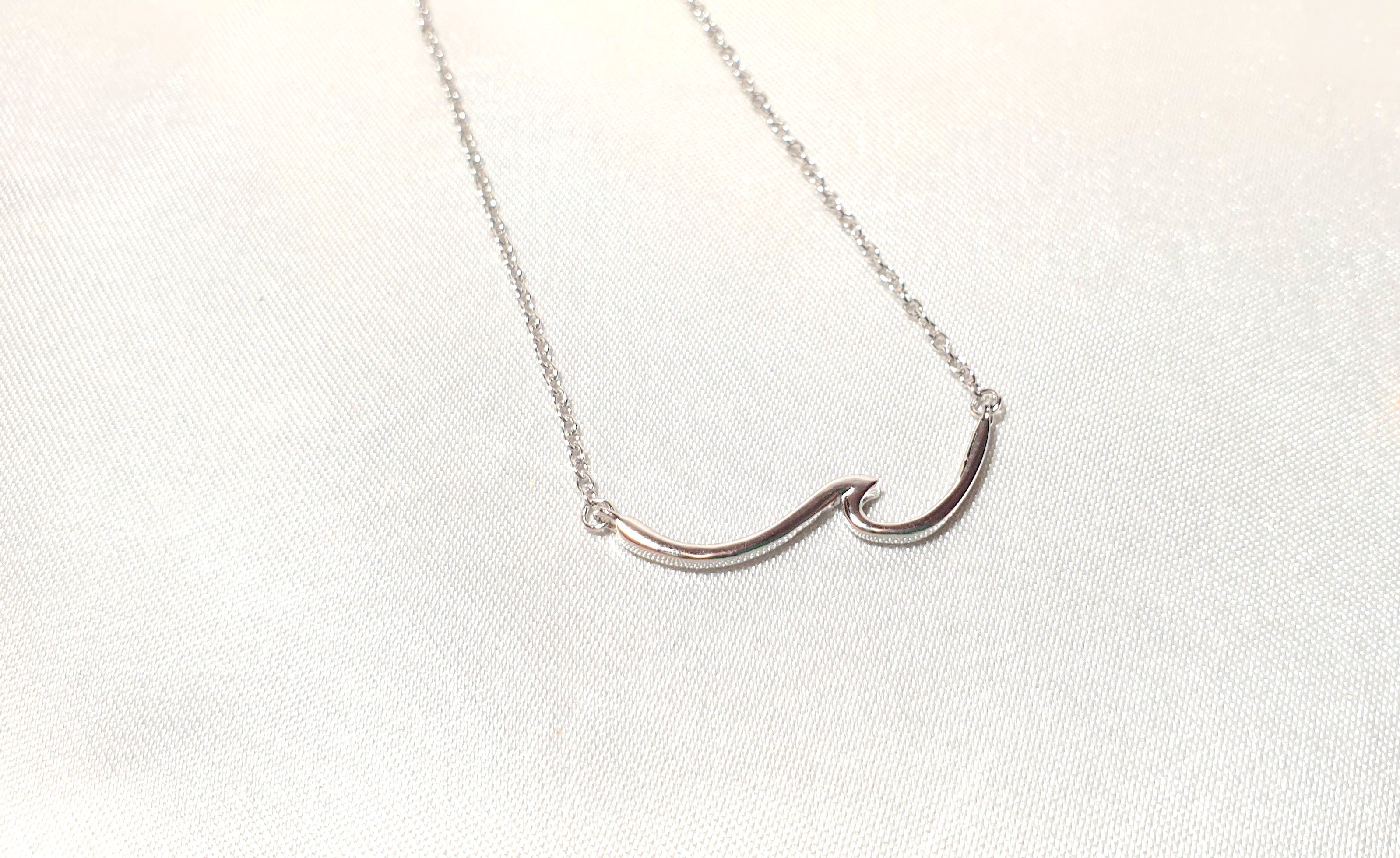 Dainty Wave Necklace- Sea Wave Chain Sea Inspired Jewelry in Sterling Silver, Wave Ocean Beach Summer Surf Pendant