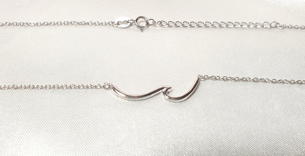 Dainty Wave Necklace- Sea Wave Chain Sea Inspired Jewelry in Sterling Silver, Wave Ocean Beach Summer Surf Pendant