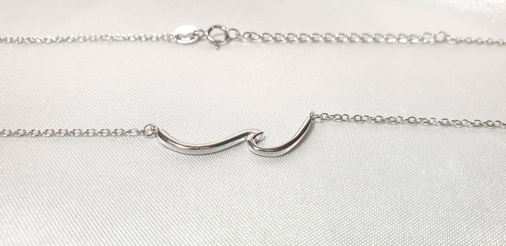 Dainty Wave Necklace- Sea Wave Chain Sea Inspired Jewelry in Sterling Silver, Wave Ocean Beach Summer Surf Pendant