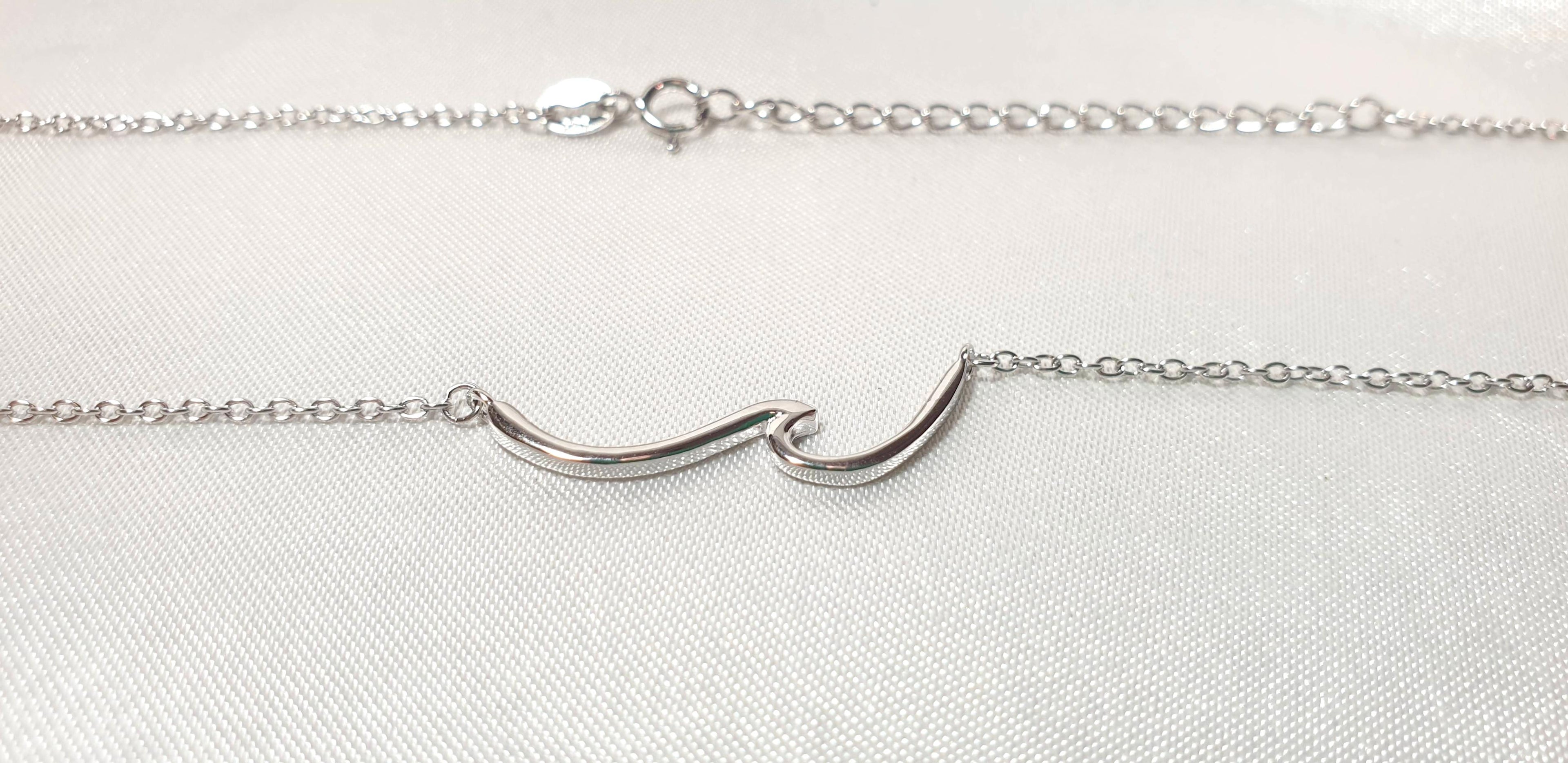 Dainty Wave Necklace- Sea Wave Chain Sea Inspired Jewelry in Sterling Silver, Wave Ocean Beach Summer Surf Pendant