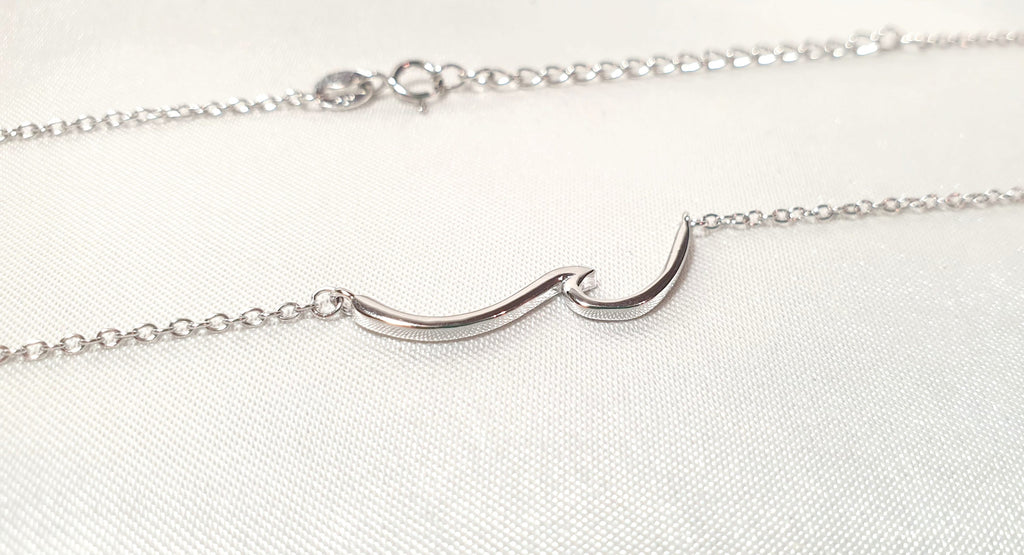 Dainty Wave Necklace- Sea Wave Chain Sea Inspired Jewelry in Sterling Silver, Wave Ocean Beach Summer Surf Pendant