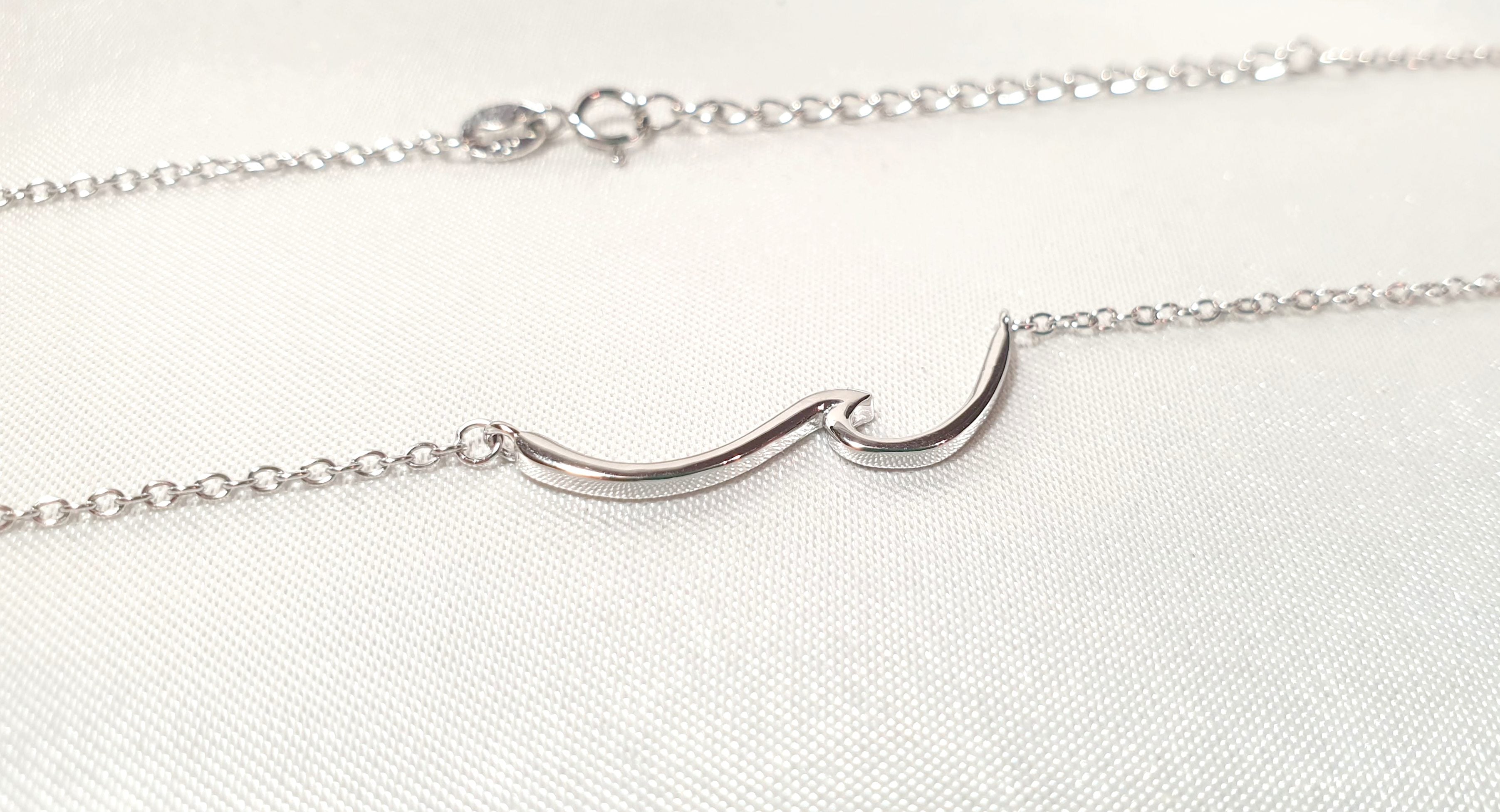 Dainty Wave Necklace- Sea Wave Chain Sea Inspired Jewelry in Sterling Silver, Wave Ocean Beach Summer Surf Pendant