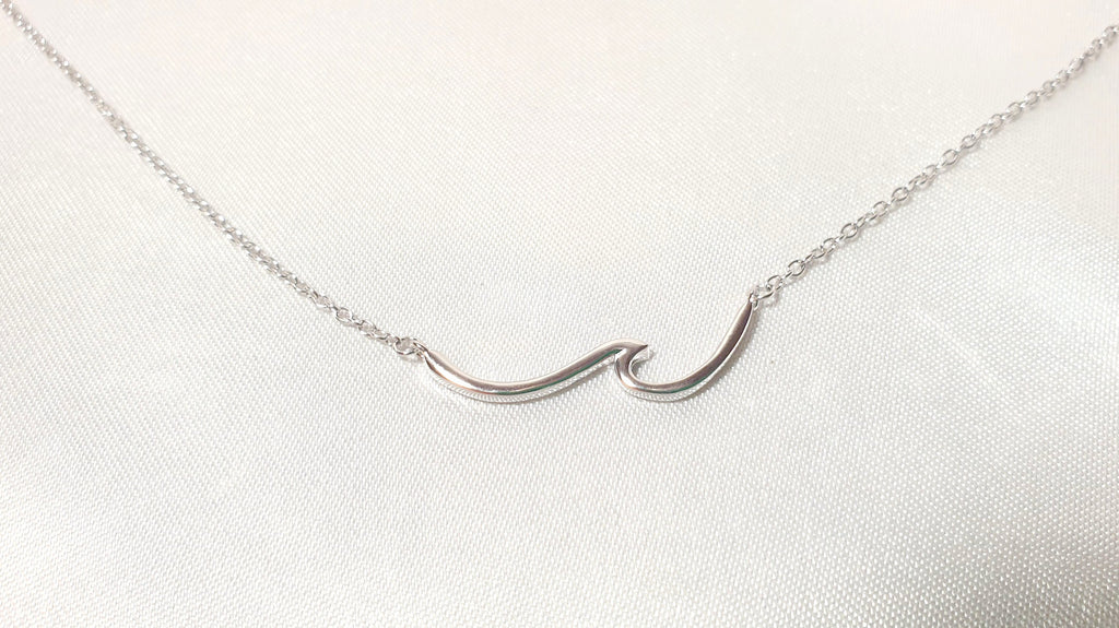 Dainty Wave Necklace- Sea Wave Chain Sea Inspired Jewelry in Sterling Silver, Wave Ocean Beach Summer Surf Pendant