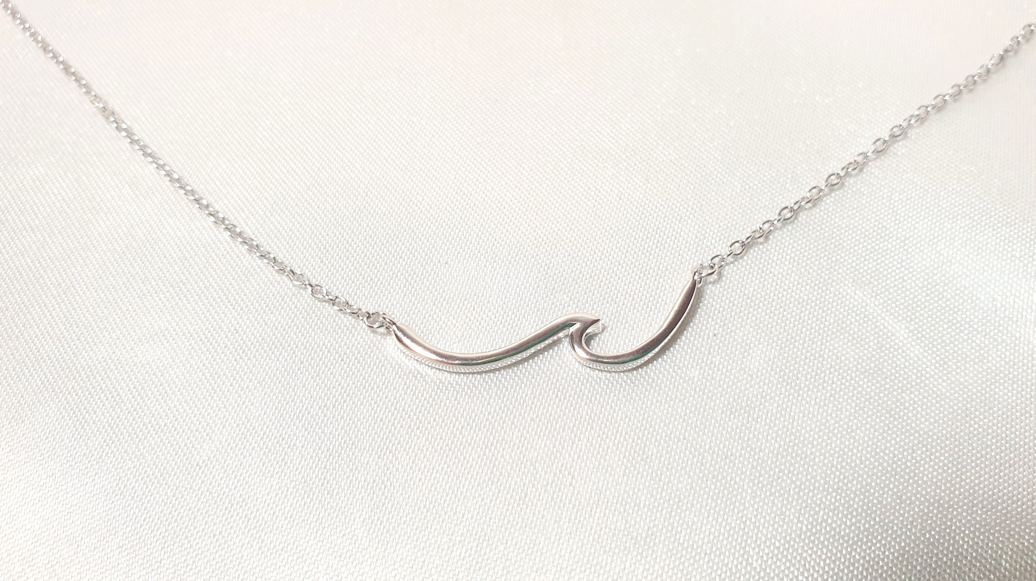 Dainty Wave Necklace- Sea Wave Chain Sea Inspired Jewelry in Sterling Silver, Wave Ocean Beach Summer Surf Pendant