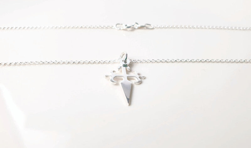 The Cross of Apostle Santiago Necklace, Saint James Way, Camino de Santiago, Christian Sword Cross in Sterling Silver