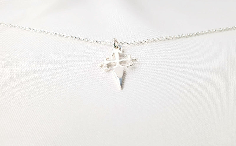 The Cross of Apostle Santiago Necklace, Saint James Way, Camino de Santiago, Christian Sword Cross in Sterling Silver