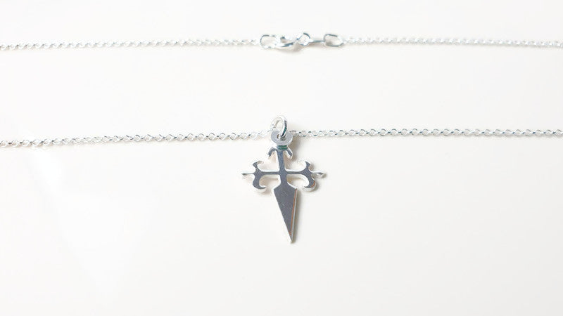 The Cross of Apostle Santiago Necklace, Saint James Way, Camino de Santiago, Christian Sword Cross in Sterling Silver