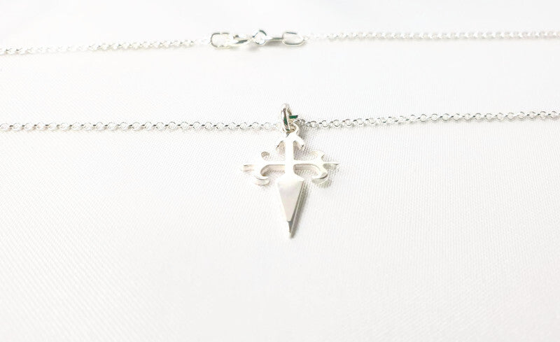 The Cross of Apostle Santiago Necklace, Saint James Way, Camino de Santiago, Christian Sword Cross in Sterling Silver