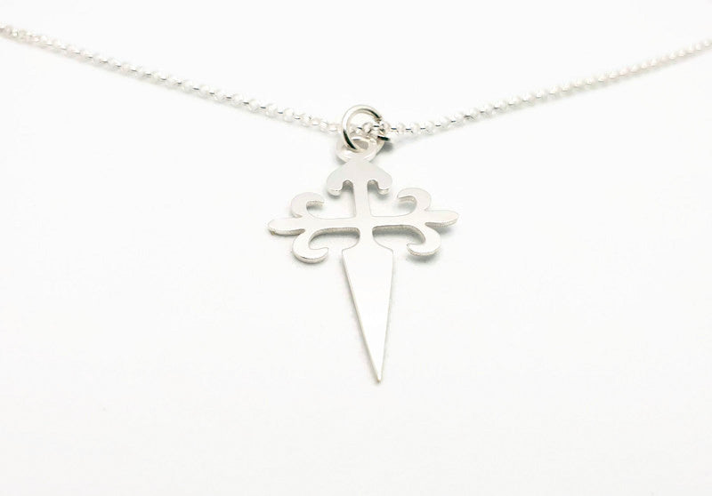 The Cross of Apostle Santiago Necklace, Saint James Way, Camino de Santiago, Christian Sword Cross in Sterling Silver