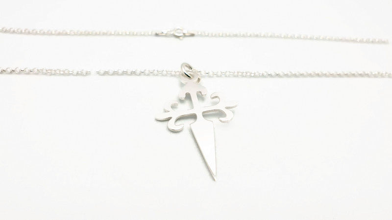 The Cross of Apostle Santiago Necklace, Saint James Way, Camino de Santiago, Christian Sword Cross in Sterling Silver