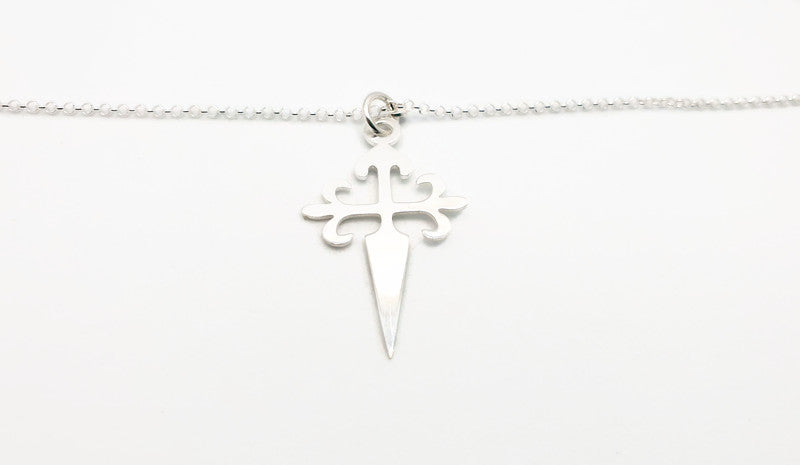 The Cross of Apostle Santiago Necklace, Saint James Way, Camino de Santiago, Christian Sword Cross in Sterling Silver