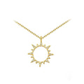 Gold Plated Silver Sunburst Necklace: Boho Cubic Zirconia Sun Pendant