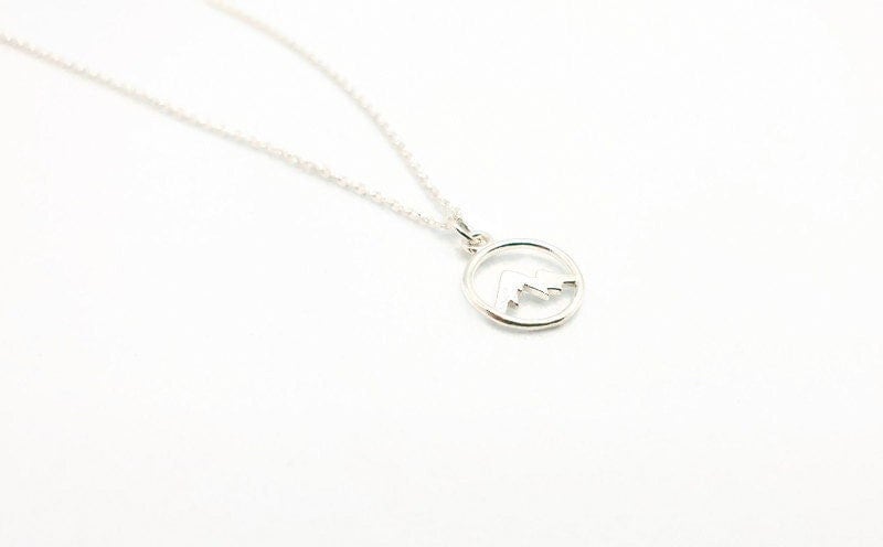 Mountain Necklace Silver - Minimalist Mountain Jewelry Pendant on Cable Chain