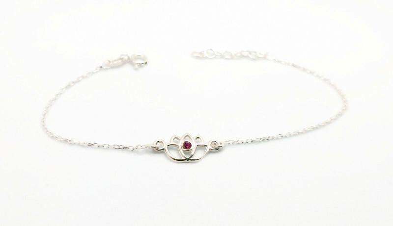 Sterling Silver Lotus Flower Bracelet: Yoga Jewelry with Cubic Zirconia