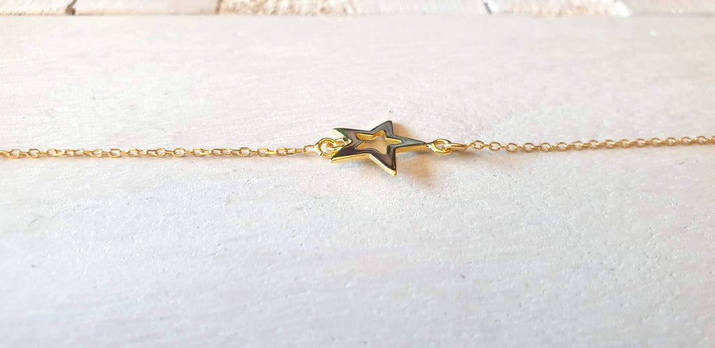 Gold Plated Sterling Silver Star Bracelet: Celestial Jewelry Gift